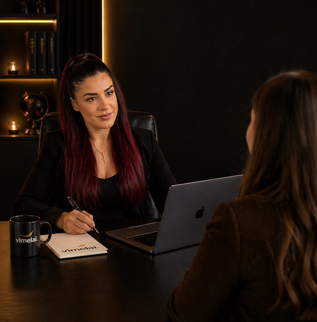 Επαγγελματική συνάντηση με σύμβουλο Vimelai για δημιουργία website και branding με AI