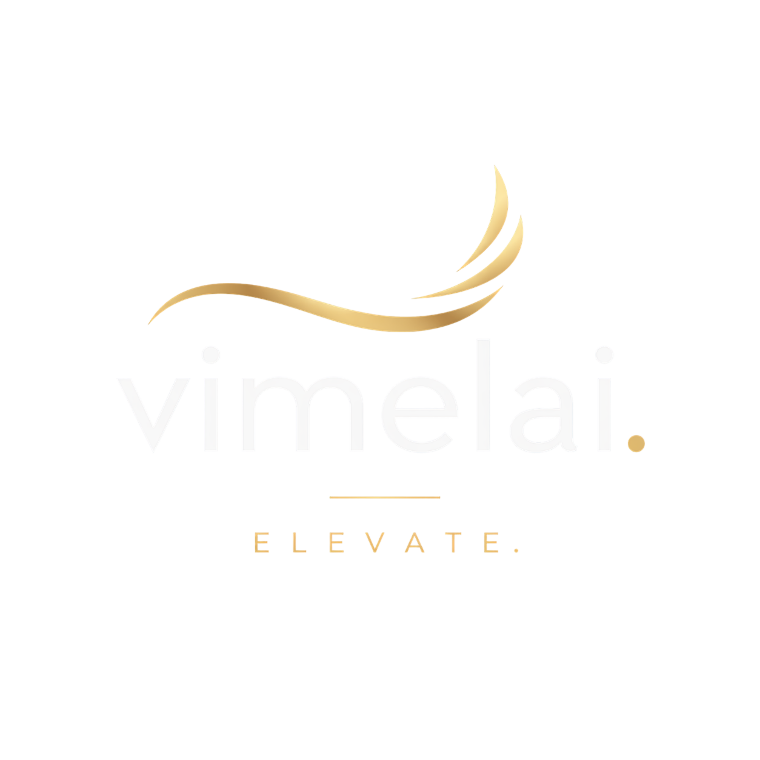 Λογότυπο Vimelai με χρυσό elegant σύμβολο και minimal premium σχεδιασμό σε μαύρο background, που αντιπροσωπεύει AI website και branding platform.
