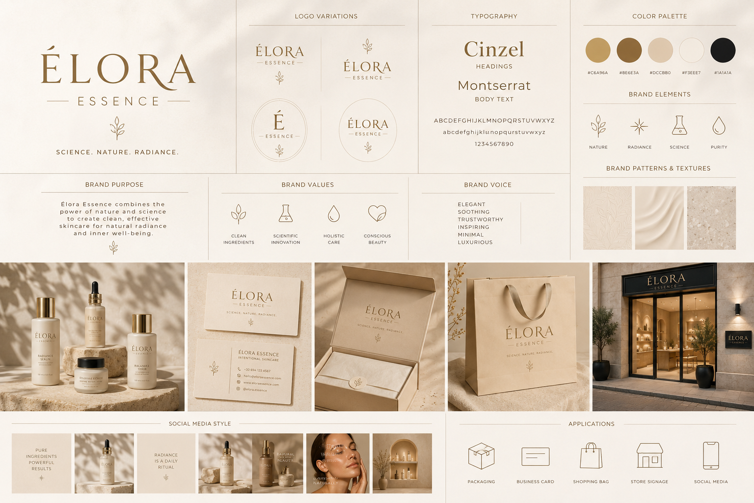 Elora Essence luxury skincare brand identity