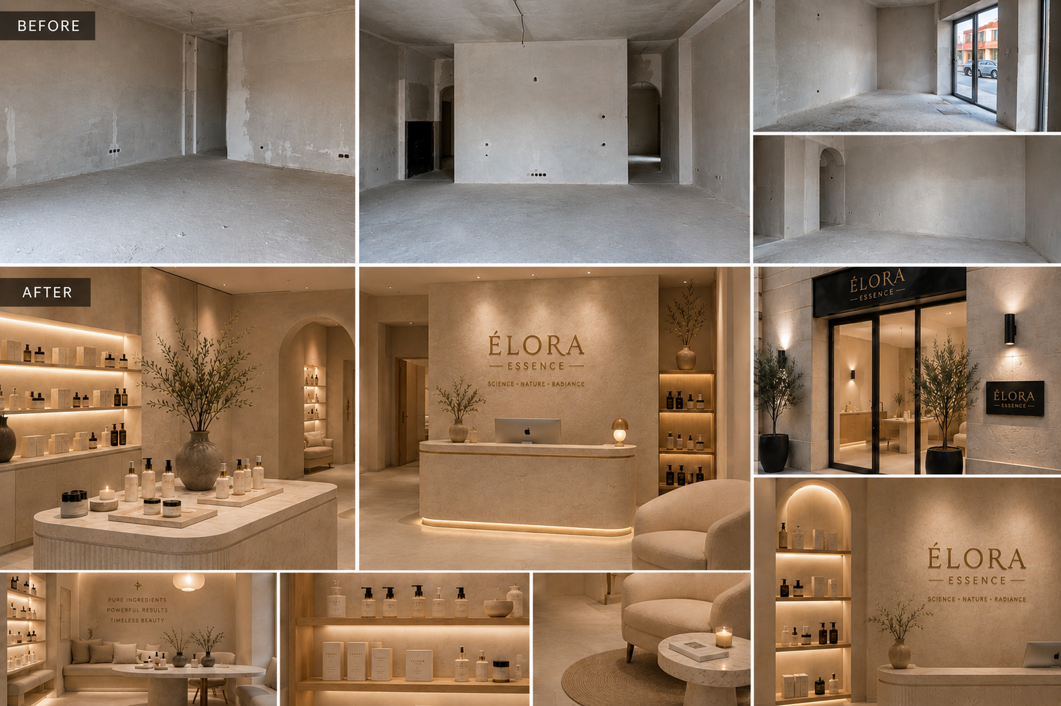 Elora Essence luxury beauty store mockup