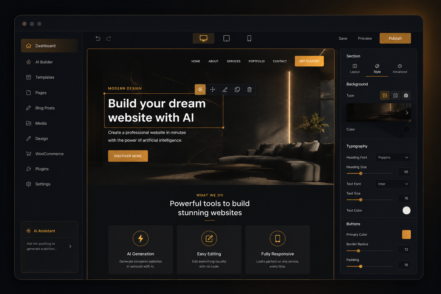 Vimelai Builder AI website preview